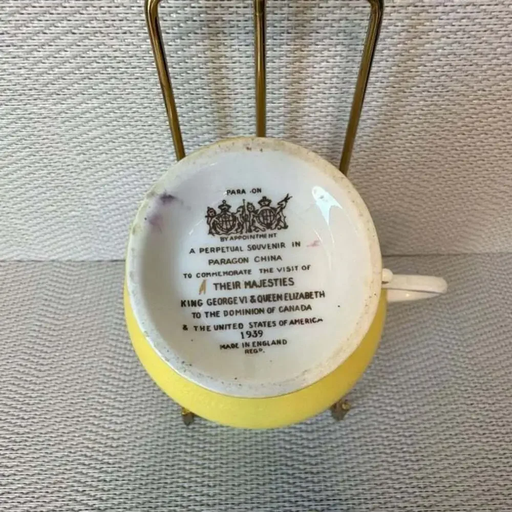 Paragon Tea Cup And Saucer Yellow Floral 1939 Commemorative